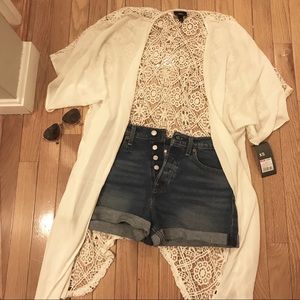 White crochet kimono beach coverup NWT